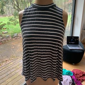 Gray and white striped tank